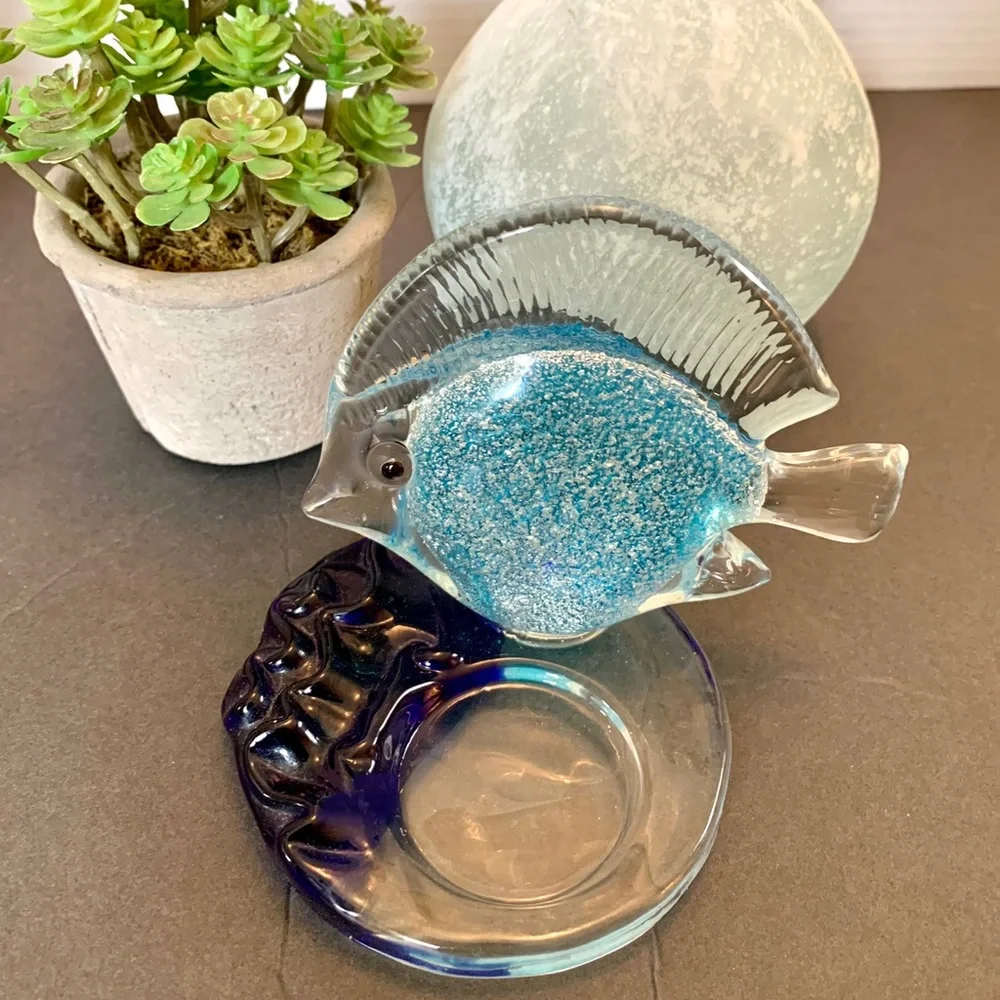 Art Glass Angel Fish Candle holder
